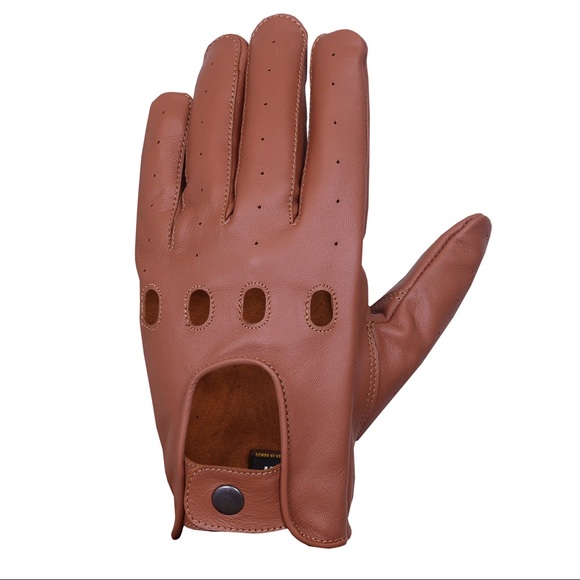 Men leather driving gloves saddle tan - Picture 4 of 5